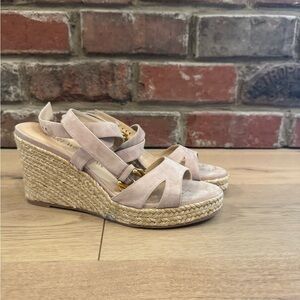 Stuart Weitzman Tan Wedge Sandals